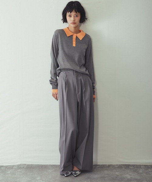 ANOTHER S(アナザーエス)の「麻タッチニットポロプルオーバー(Tシャツ/カットソー・レディース・グレー/ピンク/アイボリー/ブラック・FREE)」の8枚目の写真