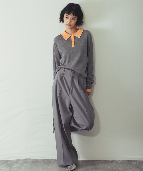 ANOTHER S(アナザーエス)の「麻タッチニットポロプルオーバー(Tシャツ/カットソー・レディース・グレー/ピンク/アイボリー/ブラック・FREE)」の11枚目の写真