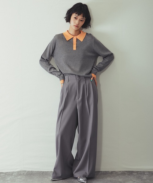 ANOTHER S(アナザーエス)の「麻タッチニットポロプルオーバー(Tシャツ/カットソー・レディース・グレー/ピンク/アイボリー/ブラック・FREE)」の14枚目の写真
