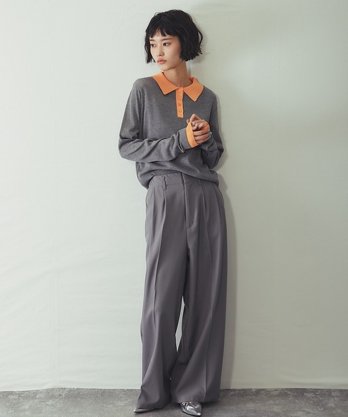 ANOTHER S(アナザーエス)の「麻タッチニットポロプルオーバー(Tシャツ/カットソー・レディース・グレー/ピンク/アイボリー/ブラック・FREE)」の16枚目の写真