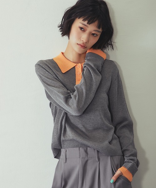 ANOTHER S(アナザーエス)の「麻タッチニットポロプルオーバー(Tシャツ/カットソー・レディース・グレー/ピンク/アイボリー/ブラック・FREE)」の9枚目の写真