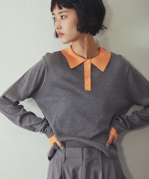 ANOTHER S(アナザーエス)の「麻タッチニットポロプルオーバー(Tシャツ/カットソー・レディース・グレー/ピンク/アイボリー/ブラック・FREE)」の15枚目の写真