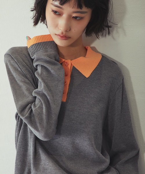 ANOTHER S(アナザーエス)の「麻タッチニットポロプルオーバー(Tシャツ/カットソー・レディース・グレー/ピンク/アイボリー/ブラック・FREE)」の17枚目の写真