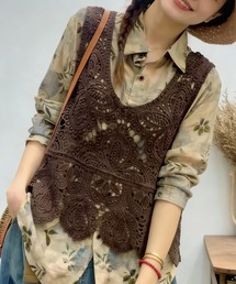 SHOUYO（ショウヨウ）の「ナチュラルに着映えるかぎ編み風レースビスチェ（ベスト）」