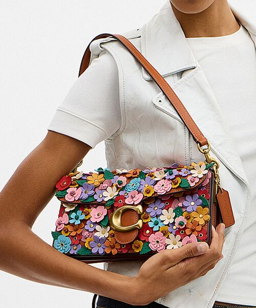 COACH 花柄 フラワー ブーケ ショルダーバッグ COACH】コーチ コーティングキャンバス スムースレザー ローズ ブーケ