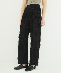 TOPSTITCHED FRILL STRAIGHT PANTS