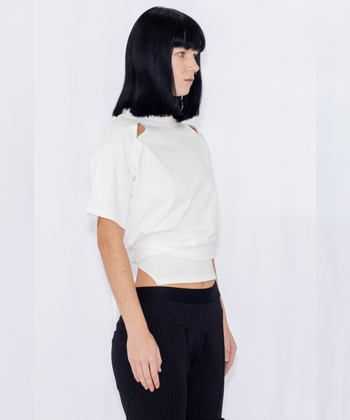 VIAVANDA(ヴィアヴァンダ)の「DEFORMATION TEE(Tシャツ/カットソー・レディース・ホワイト/ブラック・FREE)」の3枚目の写真