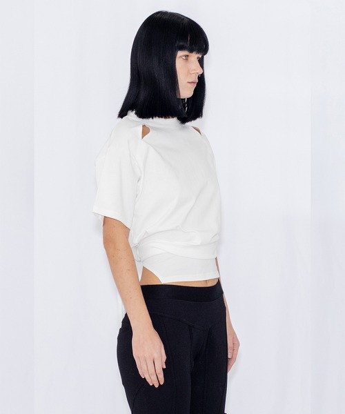 VIAVANDA(ヴィアヴァンダ)の「DEFORMATION TEE(Tシャツ/カットソー・レディース・ホワイト/ブラック・FREE)」の6枚目の写真
