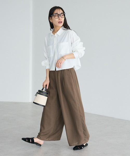 CRAFT STANDARD BOUTIQUE(クラフトスタンダードブティック)の「遮熱 クロップドレングスシャツ(シャツ/ブラウス・レディース・ベージュ/サックスブルー/ブラック/ホワイト・FREE)」の15枚目の写真