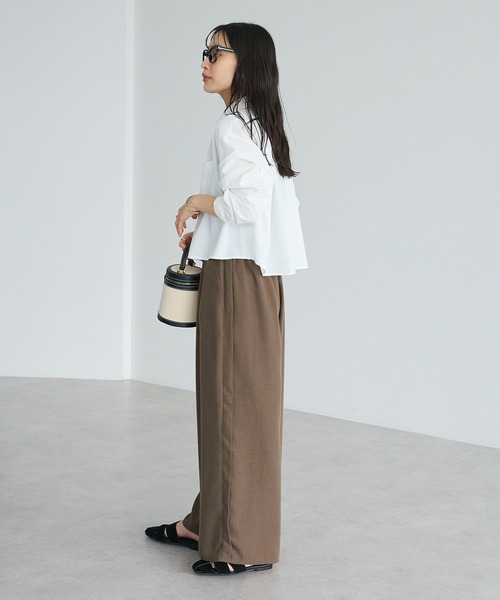 CRAFT STANDARD BOUTIQUE(クラフトスタンダードブティック)の「遮熱 クロップドレングスシャツ(シャツ/ブラウス・レディース・ベージュ/サックスブルー/ブラック/ホワイト・FREE)」の16枚目の写真