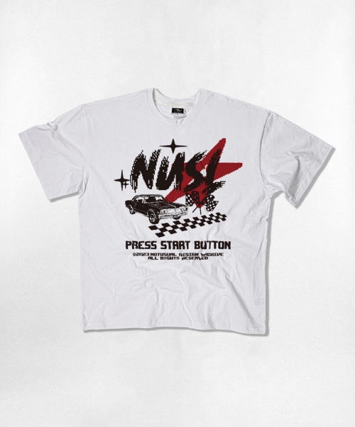 NOTUSUAL(ノットユージュアル)の「ピクセルスタート オーバーサイズ 半袖Tシャツ 4カラー(Tシャツ/カットソー・レディース・ホワイト×グレー/ブラック/ネイビー/ホワイト・SMALL/MEDIUM/LARGE/X-LARGE)」の8枚目の写真