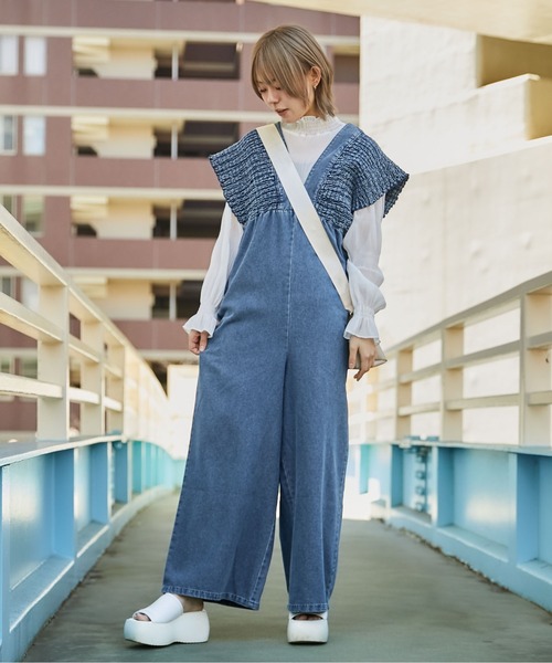 GORGE(ゴージ)の「《シャーリングデニムオールインワン》オールインワン/カジュアル/春夏秋/全3色(つなぎ/オールインワン・レディース・ブルー/サックスブルー/ブラック・F)」の5枚目の写真