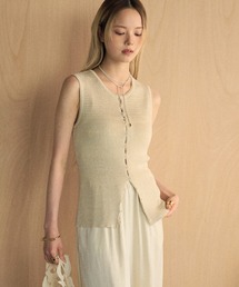 multi button knit tank /マルチボタンリブニットタンク
