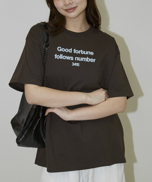 PUBLUX(パブリュクス)の「PUBLUX/パブリュクス フロッキー ロゴ Tシャツ 限定展開(Tシャツ/カットソー・レディース・ブラウン/ライトグレー/ブラック/ネイビー・フリ-)」の6枚目の写真