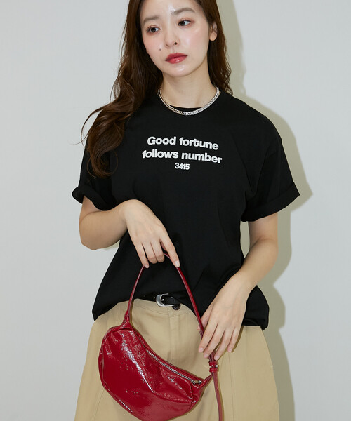 PUBLUX(パブリュクス)の「PUBLUX/パブリュクス フロッキー ロゴ Tシャツ 限定展開(Tシャツ/カットソー・レディース・ブラウン/ライトグレー/ブラック/ネイビー・フリ-)」の15枚目の写真