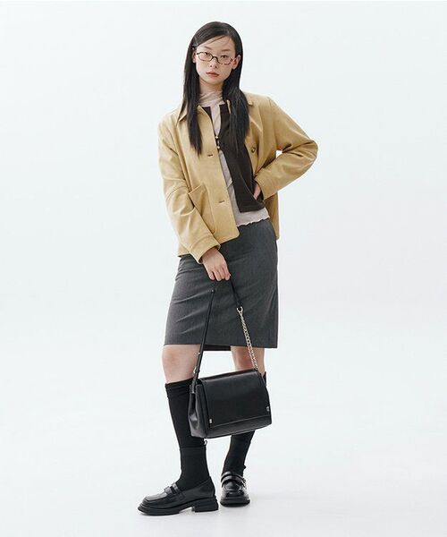 MUSINSA STANDARD WOMAN（ムシンサスタンダードウーマン）の「ウーマンズローウエストニレンススカート[ミディアムグレー]（スカート・レディース・その他・SMALL/MEDIUM/LARGE/X-SMALL）」の2枚目の写真