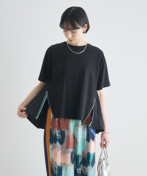 Paradise Picnic(パラダイスピクニック)の「バックプリーツサイドファスナーTシャツ(Tシャツ/カットソー・レディース・ブラック/ホワイト/チャコールグレー・FREE)」の14枚目の写真