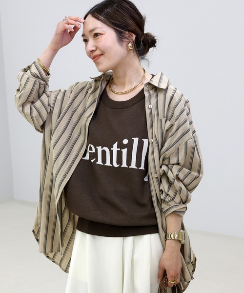 Aletta vita（アレッタビータ）の「ロゴジャガードドルマンプルオーバー（Tシャツ/カットソー・レディース・ダークブラウン/ブラック/ライトグレー・M）」の6枚目の写真