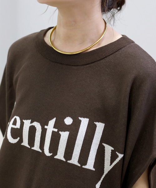 Aletta vita（アレッタビータ）の「ロゴジャガードドルマンプルオーバー（Tシャツ/カットソー・レディース・ダークブラウン/ブラック/ライトグレー・M）」の8枚目の写真