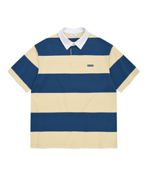 ストライプラグビー襟Tシャツイエロー