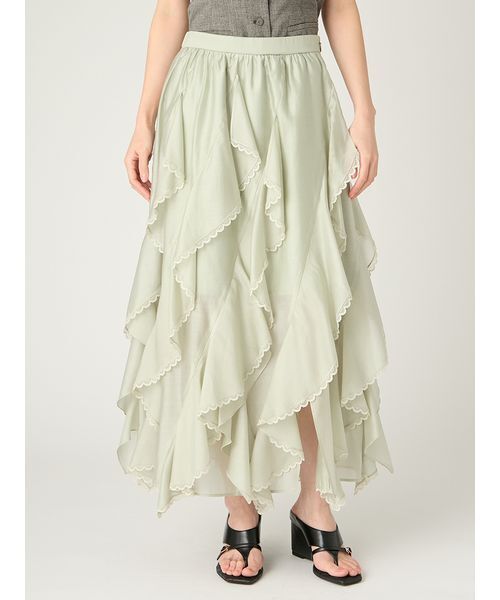 FRAY I.D(フレイアイディー)の「レーストリムランダムティアードスカート(スカート・レディース・ブラック/ホワイト/ミント・0/1)」の15枚目の写真