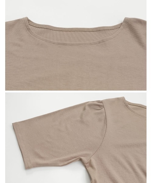 Re:EDIT（リエディ）の「[2026 SUMMER COLLECTION][接触冷感]アシンメトリーペプラム半袖トップス（Tシャツ/カットソー・レディース・ブラック/アイボリー/モカ・MEDIUM/LARGE）」の17枚目の写真