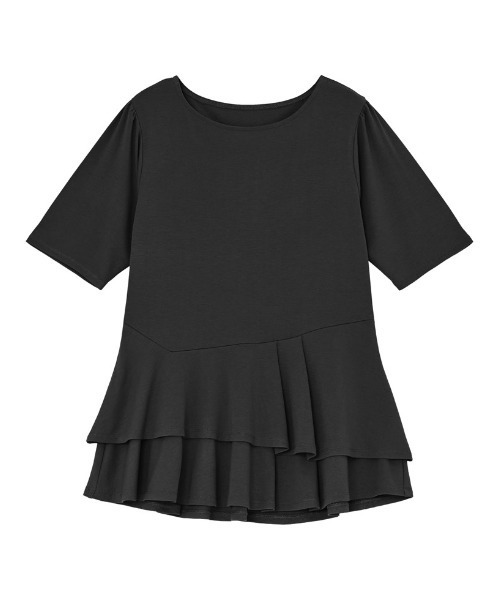 Re:EDIT（リエディ）の「[2026 SUMMER COLLECTION][接触冷感]アシンメトリーペプラム半袖トップス（Tシャツ/カットソー・レディース・ブラック/アイボリー/モカ・MEDIUM/LARGE）」の20枚目の写真