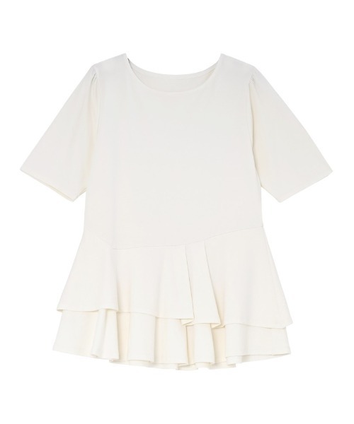 Re:EDIT（リエディ）の「[2026 SUMMER COLLECTION][接触冷感]アシンメトリーペプラム半袖トップス（Tシャツ/カットソー・レディース・ブラック/アイボリー/モカ・MEDIUM/LARGE）」の21枚目の写真