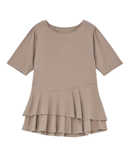 Re:EDIT（リエディ）の「[2026 SUMMER COLLECTION][接触冷感]アシンメトリーペプラム半袖トップス（Tシャツ/カットソー・レディース・ブラック/アイボリー/モカ・MEDIUM/LARGE）」の22枚目の写真