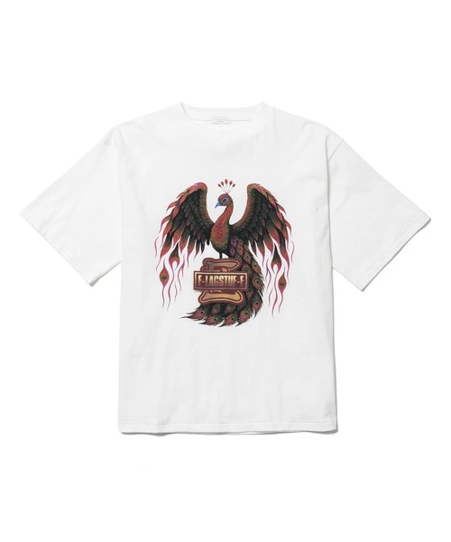 F-LAGSTUF-F(フラグスタフ)の「F-LAGSTUF-F / フラグスタフ "PEACOCK" TEE(Tシャツ/カットソー・メンズ・ブラック/ホワイト・MEDIUM/LARGE)」の1枚目の写真