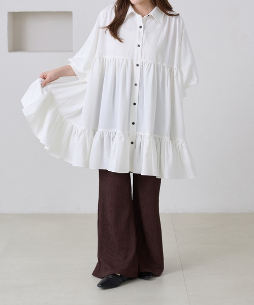 apres jour clair（アプレジュールクレア）の「【apres jour clair】ショートスリーブティアードチュニックシャツ（シャツ/ブラウス・レディース・ミント/チャコールグレー/オフホワイト・フリー/X-LARGE）」の22枚目の写真