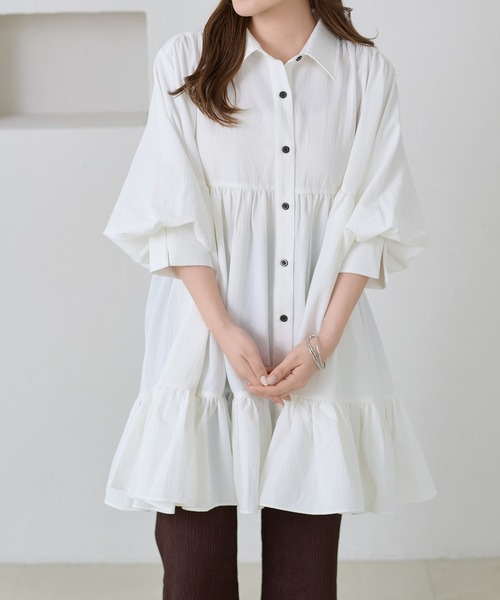 セール】【apres jour clair】ショートスリーブティアードチュニック