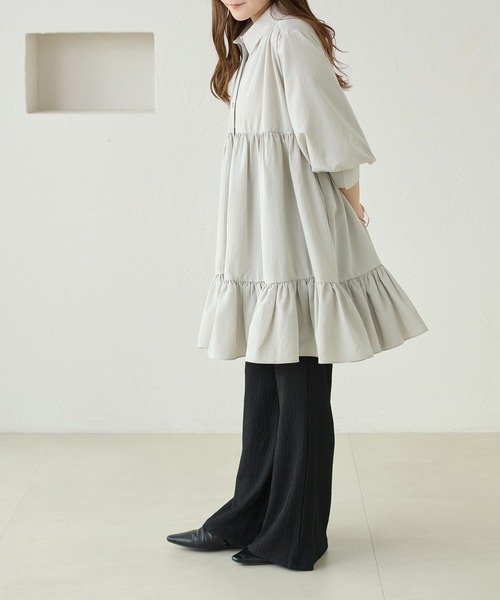 apres jour clair（アプレジュールクレア）の「【apres jour clair】ショートスリーブティアードチュニックシャツ（シャツ/ブラウス・レディース・ミント/チャコールグレー/オフホワイト・フリー/X-LARGE）」の9枚目の写真