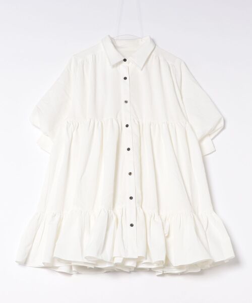 apres jour clair（アプレジュールクレア）の「【apres jour clair】ショートスリーブティアードチュニックシャツ（シャツ/ブラウス・レディース・ミント/チャコールグレー/オフホワイト・フリー/X-LARGE）」の10枚目の写真