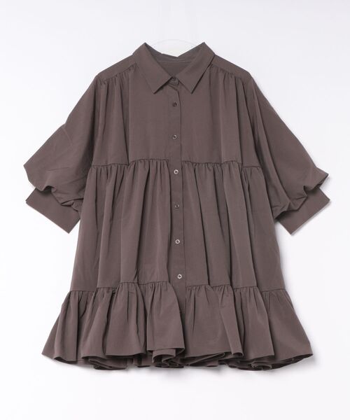 apres jour clair（アプレジュールクレア）の「【apres jour clair】ショートスリーブティアードチュニックシャツ（シャツ/ブラウス・レディース・ミント/チャコールグレー/オフホワイト・フリー/X-LARGE）」の11枚目の写真