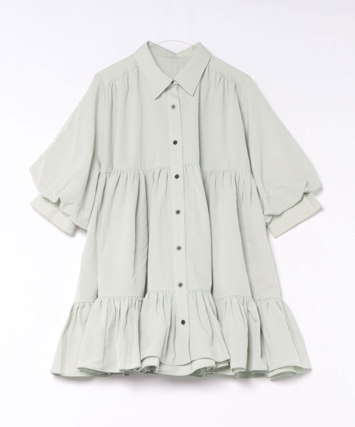 apres jour clair（アプレジュールクレア）の「【apres jour clair】ショートスリーブティアードチュニックシャツ（シャツ/ブラウス・レディース・ミント/チャコールグレー/オフホワイト・フリー/X-LARGE）」の12枚目の写真