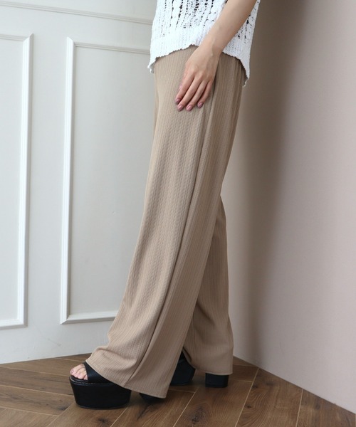 INTERPLANET(インタープラネット)の「綿タッチリブストレートパンツ(その他パンツ・レディース・ベージュ/ブラック/グレイッシュベージュ・MEDIUM/LARGE)」の5枚目の写真