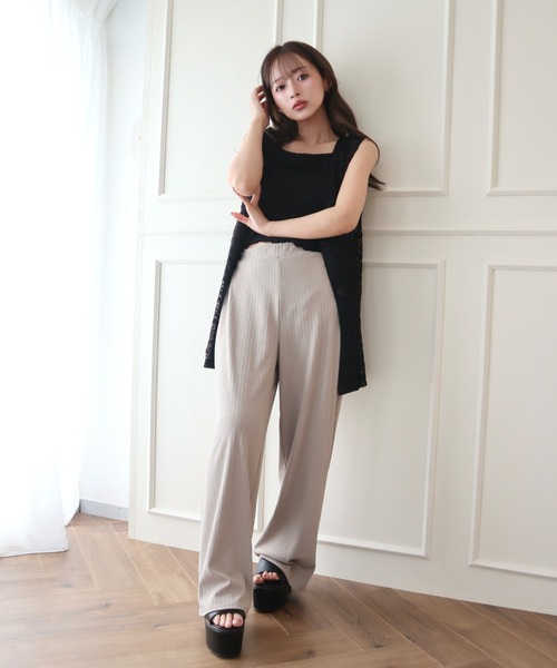 INTERPLANET(インタープラネット)の「綿タッチリブストレートパンツ(その他パンツ・レディース・ベージュ/ブラック/グレイッシュベージュ・MEDIUM/LARGE)」の15枚目の写真