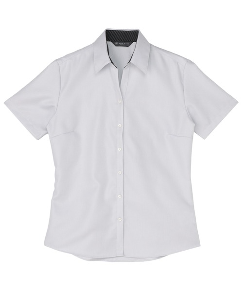TOKYO SHIRTS(トウキョウシャツ)の「【超形態安定】【接触冷感】形態安定ノンアイロン スキッパー 半袖ビジネスワイシャツ(ビジネスシャツ・レディース・グレー・S/M/L/LL/XL)」の1枚目の写真