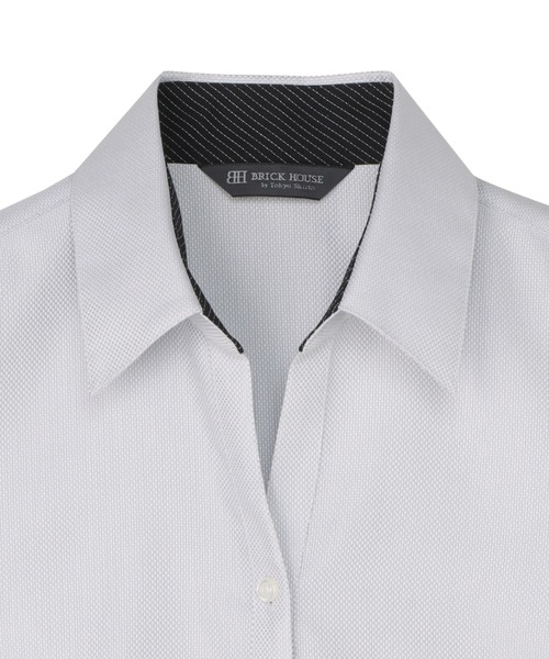 TOKYO SHIRTS(トウキョウシャツ)の「【超形態安定】【接触冷感】形態安定ノンアイロン スキッパー 半袖ビジネスワイシャツ(ビジネスシャツ・レディース・グレー・S/M/L/LL/XL)」の3枚目の写真