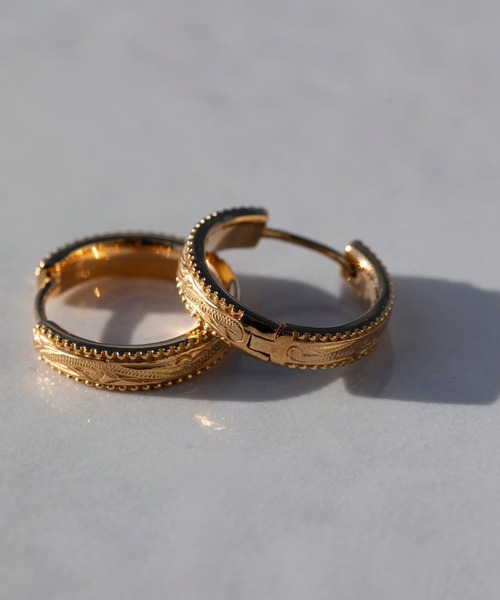 IRIEBEACH（アイリービーチ）の「Milgrain hoop pierce/【ハワイアンジュエリー】【サージカルステンレス】【金属アレルギー対応】【IRIEBEACH / アイリービーチ】つけっぱなしOK（ピアス（片耳用）・レディース・ゴールド/ピンク/シルバー・FREE）」の3枚目の写真