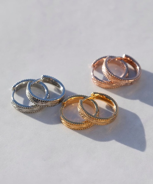 IRIEBEACH（アイリービーチ）の「Milgrain hoop pierce/【ハワイアンジュエリー】【サージカルステンレス】【金属アレルギー対応】【IRIEBEACH / アイリービーチ】つけっぱなしOK（ピアス（片耳用）・レディース・ゴールド/ピンク/シルバー・FREE）」の8枚目の写真