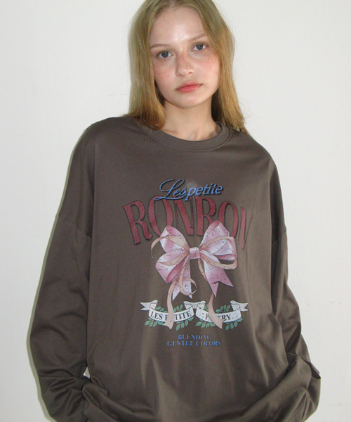 RONRON(ロンロン)の「VINTAGE DOUBLE RIBBON LONG SLEEVE CHARCOAL(Tシャツ/カットソー・レディース・その他・FREE)」の2枚目の写真