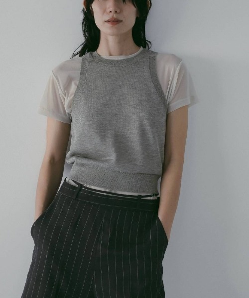 anuke(アンヌーク)の「Highgauge Sheer Tanktop 62610509(Tシャツ/カットソー・メンズ・グレイッシュベージュ/ブラウン/ピンク・FREE)」の12枚目の写真