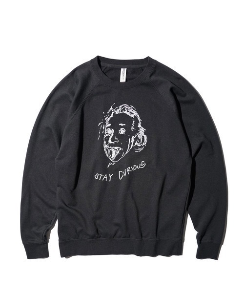 THRIFTY LOOK（スリフティールック）の「THRIFTY LOOK スリフティルック / "STAY CURIOUS"RAGLAN LS CREW（スウェット・メンズ・ブラック/ホワイト/スミクロ・MEDIUM/LARGE/X-LARGE）」の2枚目の写真