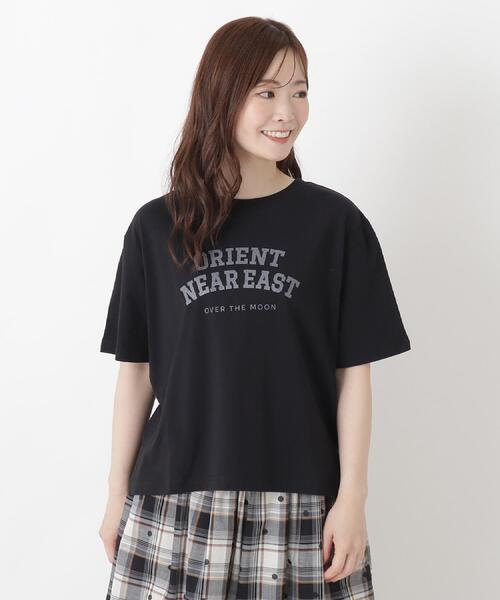one'sterrace（ワンズテラス）の「コットン ワイドプリント Tシャツ A（Tシャツ/カットソー・レディース・ブラック系8/アイボリー系8/ライトグリーン系/ネイビー系5/ブラウン系8・02）」の2枚目の写真