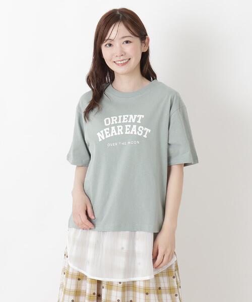 one'sterrace（ワンズテラス）の「コットン ワイドプリント Tシャツ A（Tシャツ/カットソー・レディース・ブラック系8/アイボリー系8/ライトグリーン系/ネイビー系5/ブラウン系8・02）」の4枚目の写真