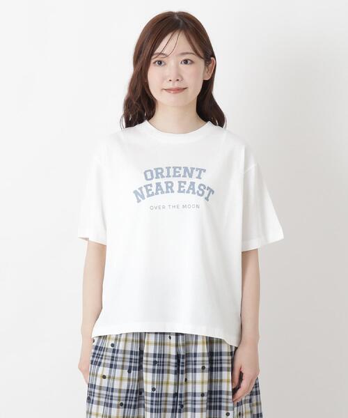 one'sterrace（ワンズテラス）の「コットン ワイドプリント Tシャツ A（Tシャツ/カットソー・レディース・ブラック系8/アイボリー系8/ライトグリーン系/ネイビー系5/ブラウン系8・02）」の6枚目の写真