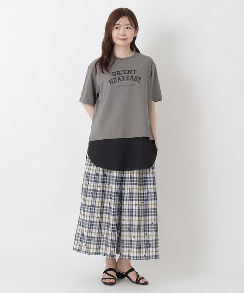 one'sterrace（ワンズテラス）の「コットン ワイドプリント Tシャツ A（Tシャツ/カットソー・レディース・ブラック系8/アイボリー系8/ライトグリーン系/ネイビー系5/ブラウン系8・02）」の16枚目の写真