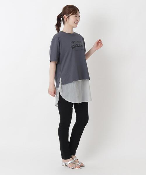 one'sterrace（ワンズテラス）の「コットン ワイドプリント Tシャツ A（Tシャツ/カットソー・レディース・ブラック系8/アイボリー系8/ライトグリーン系/ネイビー系5/ブラウン系8・02）」の8枚目の写真